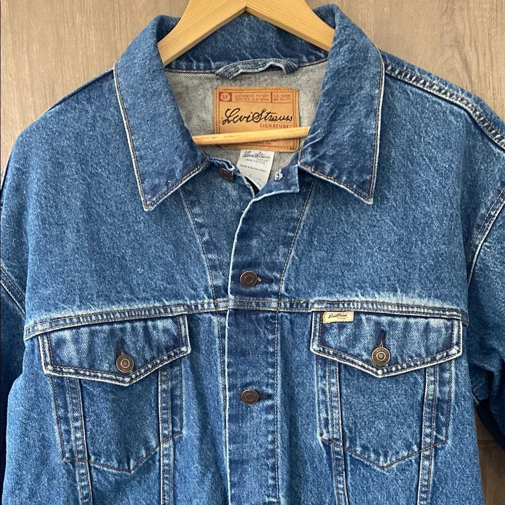 Levi Strauss Signature Blue Denim Jacket 100% Cotton Women’s Size Large - Picture 4 of 16